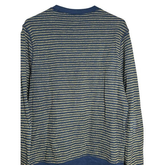 J.Crew Long-Sleeve Textured Sweater-Tee in Navy Gold Stripe US Men's Medium M - Picture 11 of 12